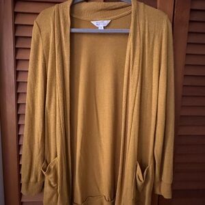 Market & Spruce Yellow Cardigan Soft Knit Long Sleeve